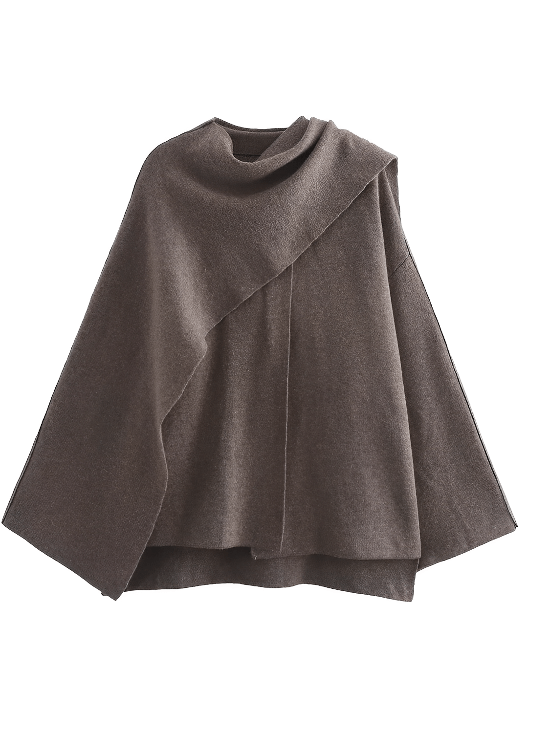 Casaco Poncho Assimétrico com Gola Lenço – Alana