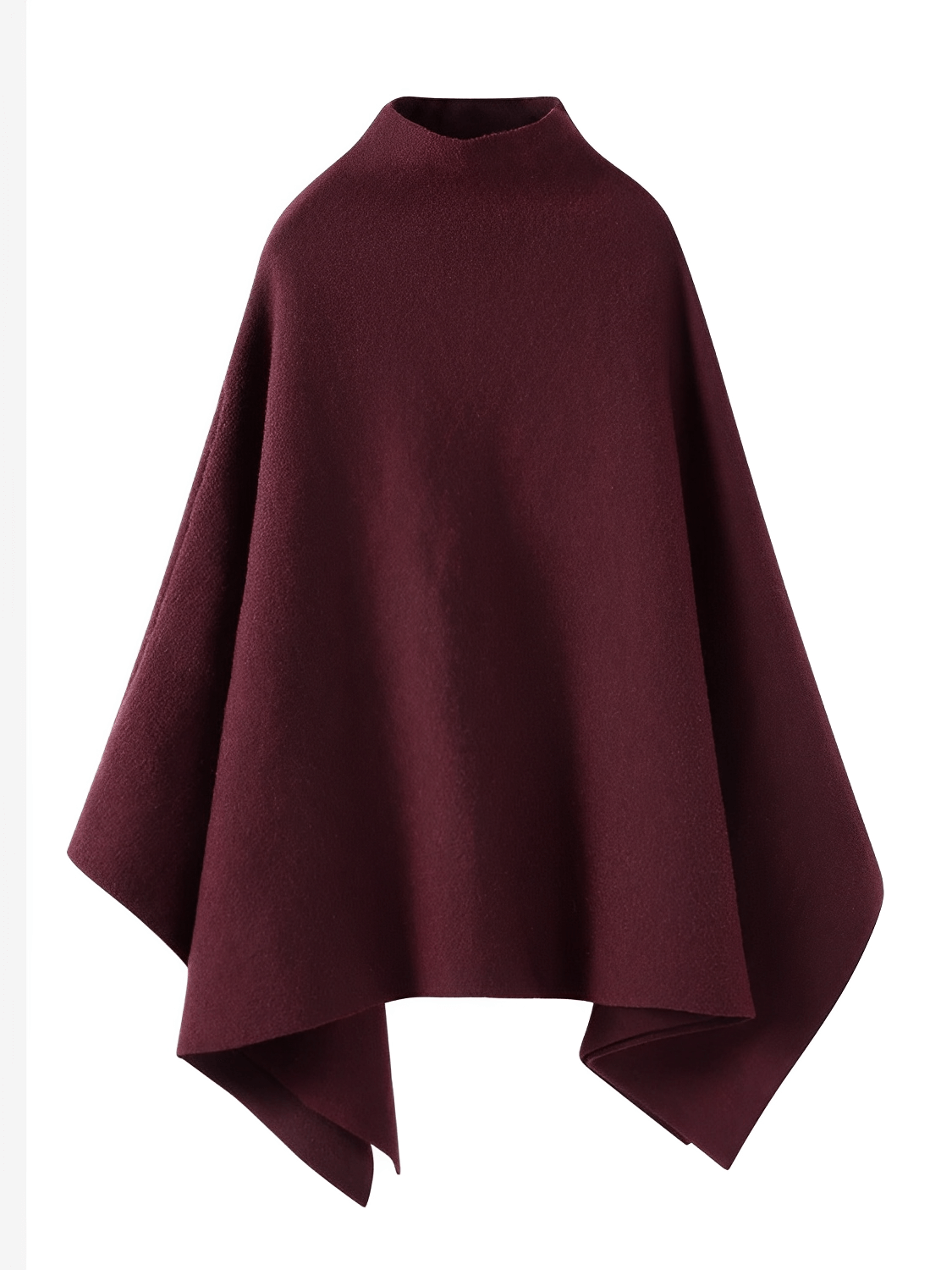 Casaco Poncho Assimétrico de Gola Alta Estruturado - Lenir
