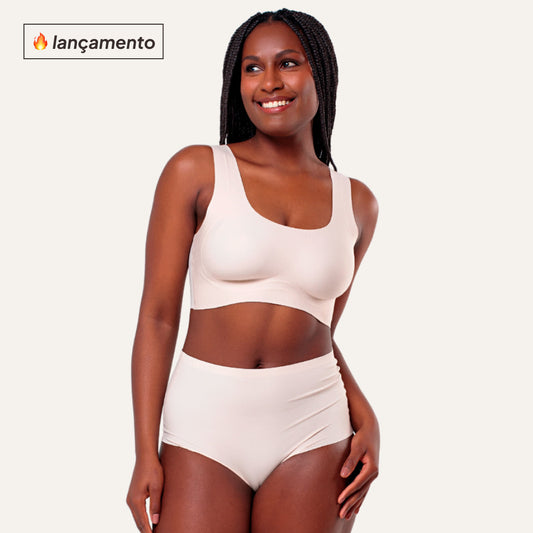 Kit Top e Calcinha Cós Alto Segunda Pele Skin UP